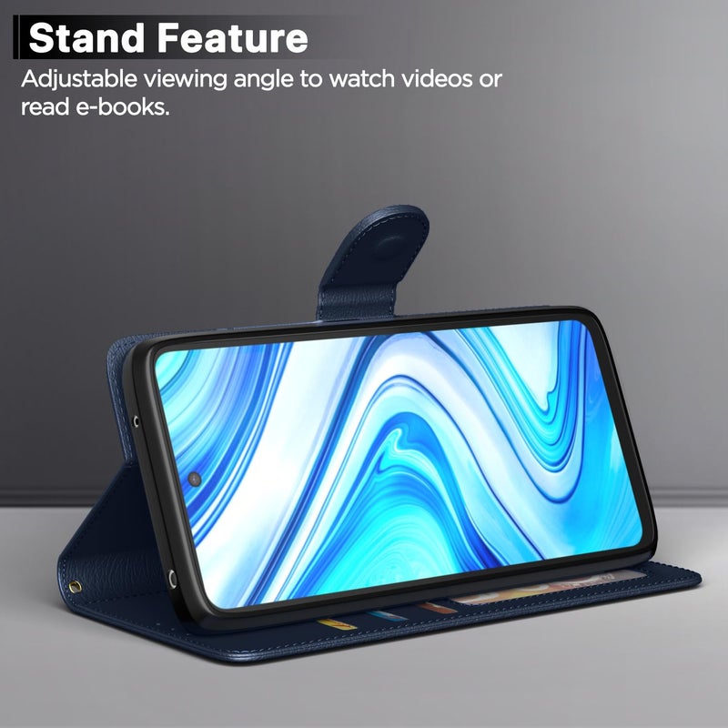 Pikkme Flip Cover Leather Finish | Inside TPU with Card Pockets | Shock Proof | Complete Protection Flip Case for Redmi Note 9 Pro/Note 9 Pro Max/Poco M2 Pro/Redmi Note 10 Lite(Blue) - Image 3