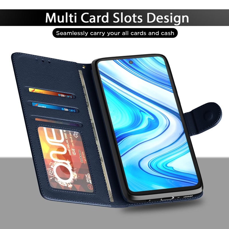 Pikkme Flip Cover Leather Finish | Inside TPU with Card Pockets | Shock Proof | Complete Protection Flip Case for Redmi Note 9 Pro/Note 9 Pro Max/Poco M2 Pro/Redmi Note 10 Lite(Blue) - Image 5