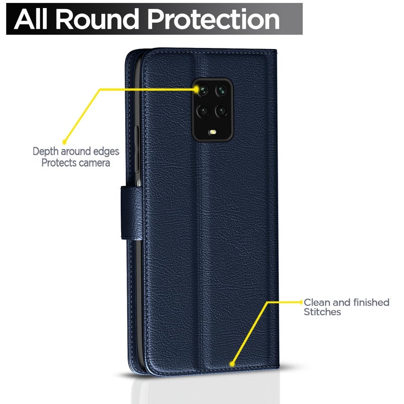 Pikkme Flip Cover Leather Finish | Inside TPU with Card Pockets | Shock Proof | Complete Protection Flip Case for Redmi Note 9 Pro/Note 9 Pro Max/Poco M2 Pro/Redmi Note 10 Lite(Blue) - Image 4