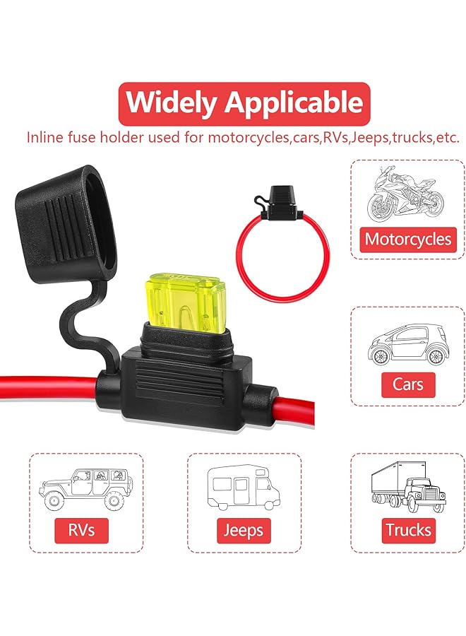Voleleo 3 Pack 14Awg Inline Fuse Holder With 6 Pcs Standard Blade Fuses Atc/Ato,Tinned Copper Marine Wire, Blade Automotive Fuse Holder For Car Truck Atv Boat Motorbikes (3 Of Each: 20A, 30A) - Image 5