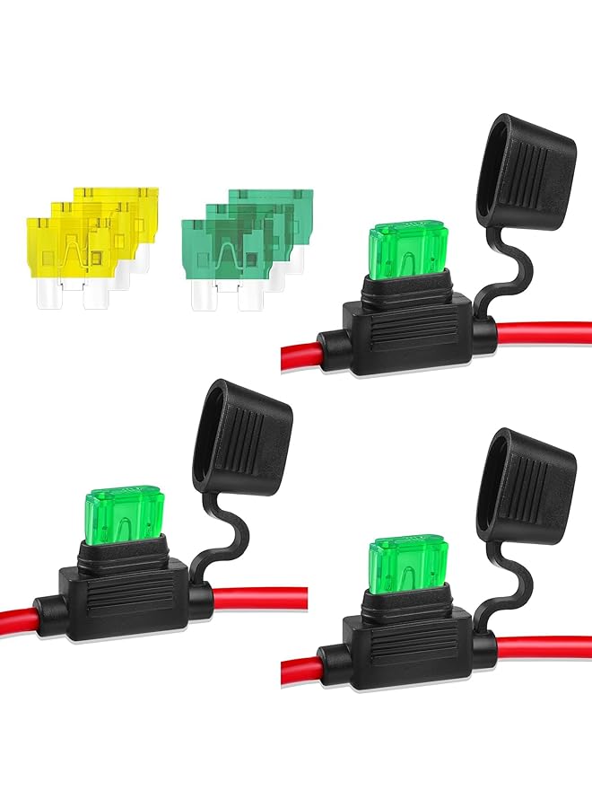 Voleleo 3 Pack 14Awg Inline Fuse Holder With 6 Pcs Standard Blade Fuses Atc/Ato,Tinned Copper Marine Wire, Blade Automotive Fuse Holder For Car Truck Atv Boat Motorbikes (3 Of Each: 20A, 30A) - Image 1