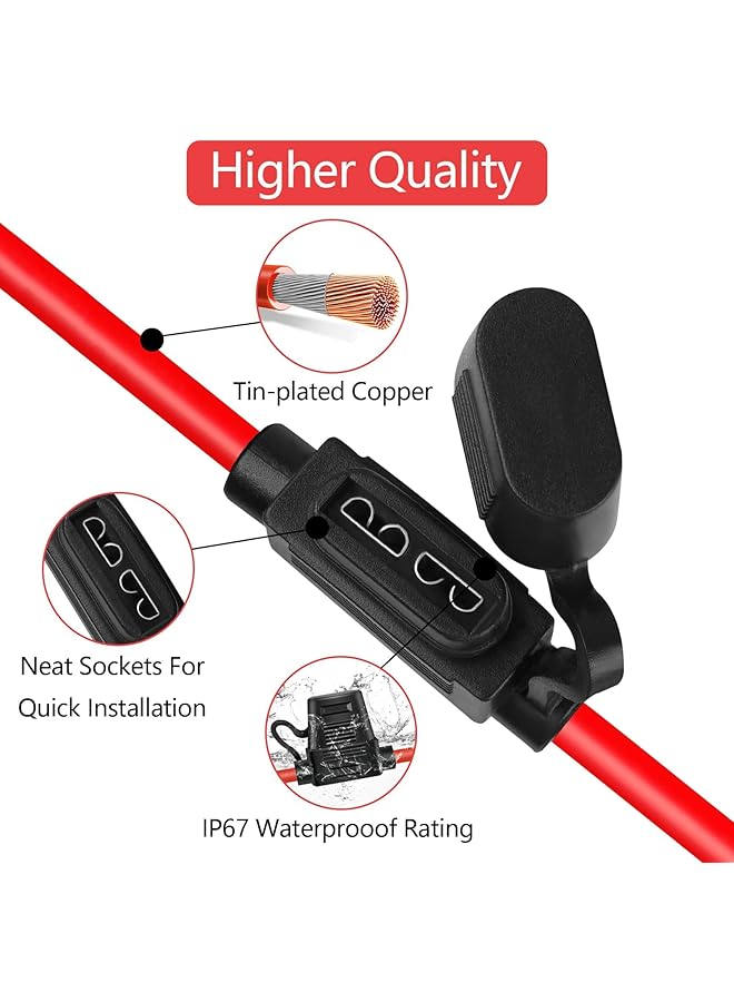 Voleleo 3 Pack 14Awg Inline Fuse Holder With 6 Pcs Standard Blade Fuses Atc/Ato,Tinned Copper Marine Wire, Blade Automotive Fuse Holder For Car Truck Atv Boat Motorbikes (3 Of Each: 20A, 30A) - Image 3