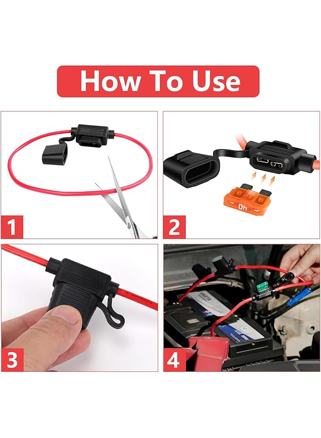 Voleleo 3 Pack 14Awg Inline Fuse Holder With 6 Pcs Standard Blade Fuses Atc/Ato,Tinned Copper Marine Wire, Blade Automotive Fuse Holder For Car Truck Atv Boat Motorbikes (3 Of Each: 20A, 30A) - Image 2