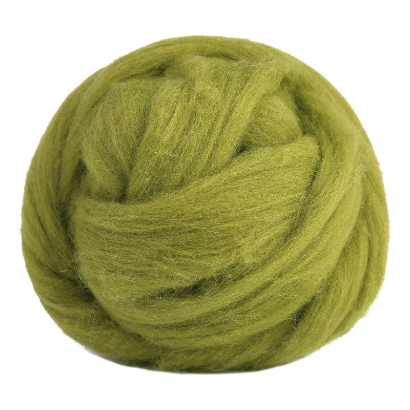 JUPEAN 3.53oz Wool Roving, Wool Felting Supplies, Pure Wools, Chunky Yarn, Spinning Wool Roving for Needle Felting Wet Felting DIY Hand Spinning (Grass Green) - Image 1