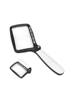Rectangular Handheld Magnifying Glass with Light, Foldable 2X Magnifying Glass with 5 LED Lights, 2 Dimming Modes Ideal for Seniors Reading Prints, Book, Low Vision, Read at Night