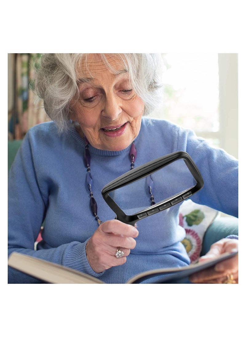 KASTWAVE - Rectangular Handheld Magnifying Glass with Light, Foldable 2X Magnifying Glass with 5 LED Lights, 2 Dimming Modes Ideal for Seniors Reading Prints, Book, Low Vision, Read at Night - Image 1
