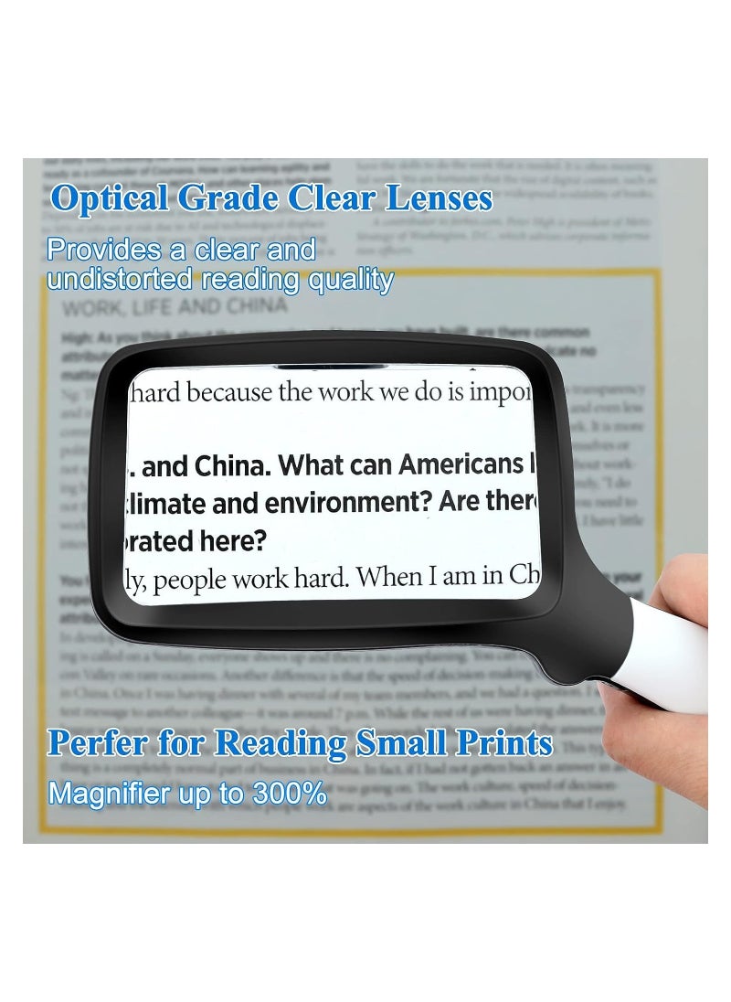 KASTWAVE - Rectangular Handheld Magnifying Glass with Light, Foldable 2X Magnifying Glass with 5 LED Lights, 2 Dimming Modes Ideal for Seniors Reading Prints, Book, Low Vision, Read at Night - Image 1