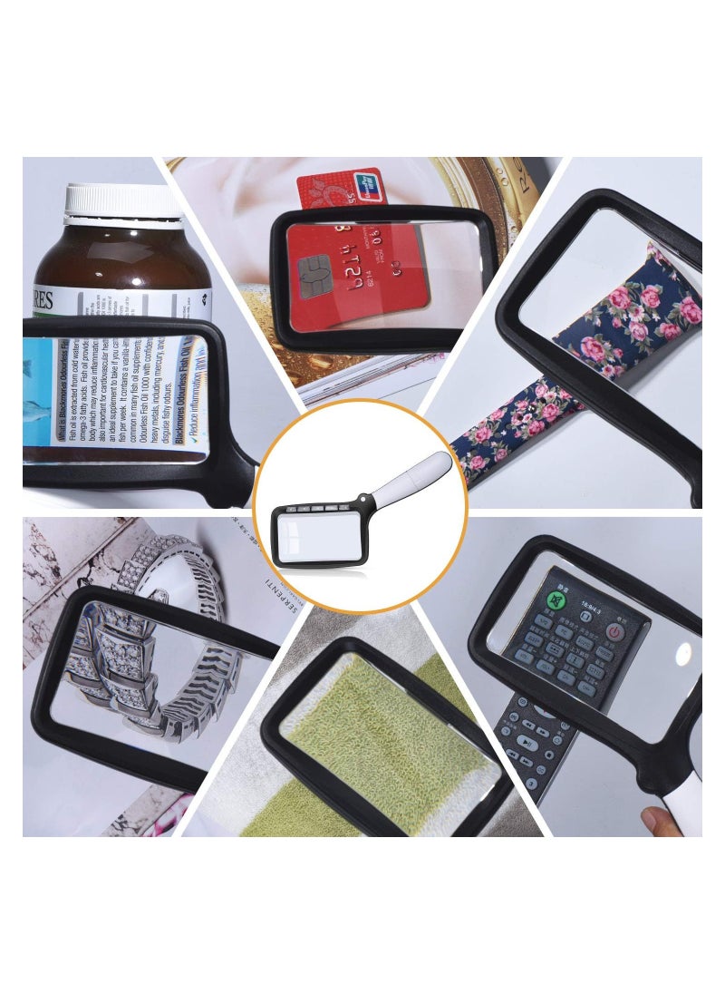 KASTWAVE - Rectangular Handheld Magnifying Glass with Light, Foldable 2X Magnifying Glass with 5 LED Lights, 2 Dimming Modes Ideal for Seniors Reading Prints, Book, Low Vision, Read at Night - Image 1