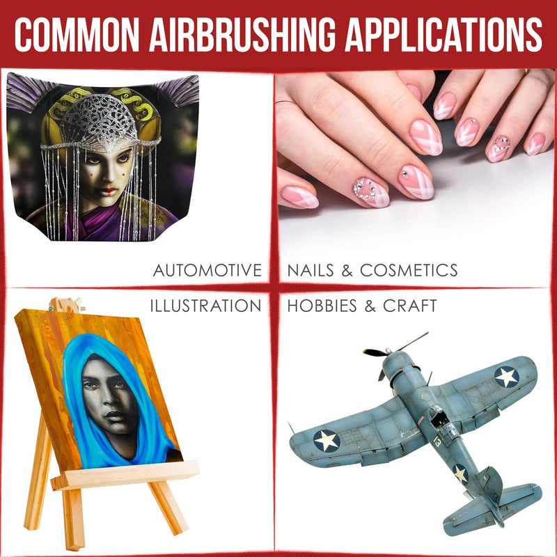 Master Airbrush Master High Precision Detail Control G44 Dual-Action Gravity Feed Airbrush, 0.2 mm Tip, 1/3 oz Funnel Fluid Cup, Air Control Valve - Image 5