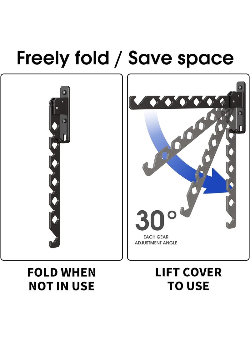 Relex Wall Mounted Clothes Drying Rack, Foldable Laundry Hanger Wall Mount, Wall Clothes Rack for Laundry Room, Clothes Hanger Indoor, Perfect for Small Spaces, Matte Black - Image 2