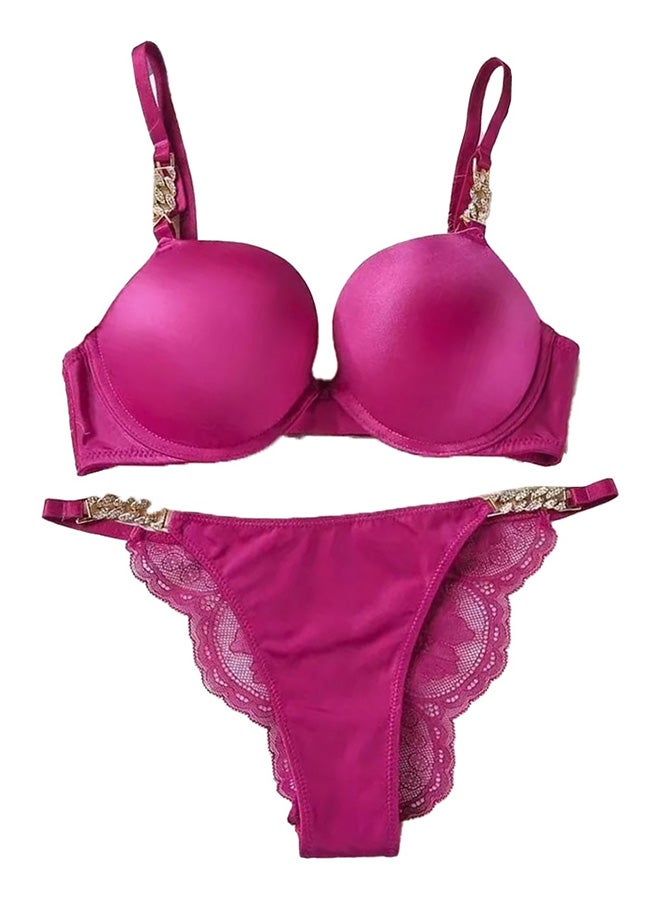 MARGOUN Women 38C Size Push Up Bra Set Soft Breathable Transparent Lace Panties Lingerie Suit Adjustable Women Underwear Rose Red - Image 2