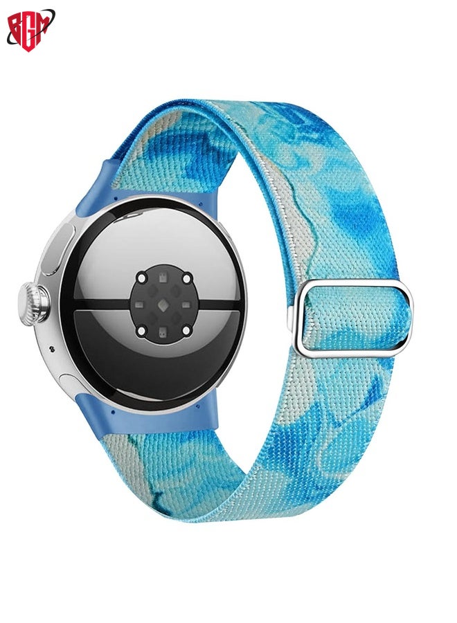 BGM For Google Pixel Watch 2 / Pixel Watch Painted Colorful Nylon Watch Band(Ocean Blue)  - Image 2