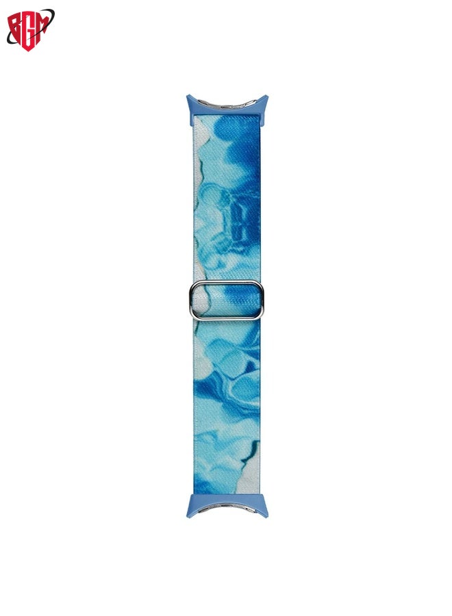 BGM For Google Pixel Watch 2 / Pixel Watch Painted Colorful Nylon Watch Band(Ocean Blue)  - Image 3