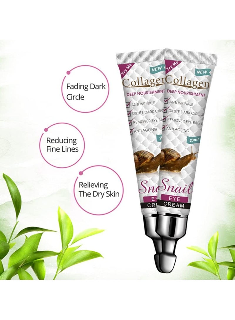 Snail Collagen Organic Anti Wrinkle Under Eye Cream Bags Dark Circles Removal Brightening Eye Cream for Eye Care - Image 4