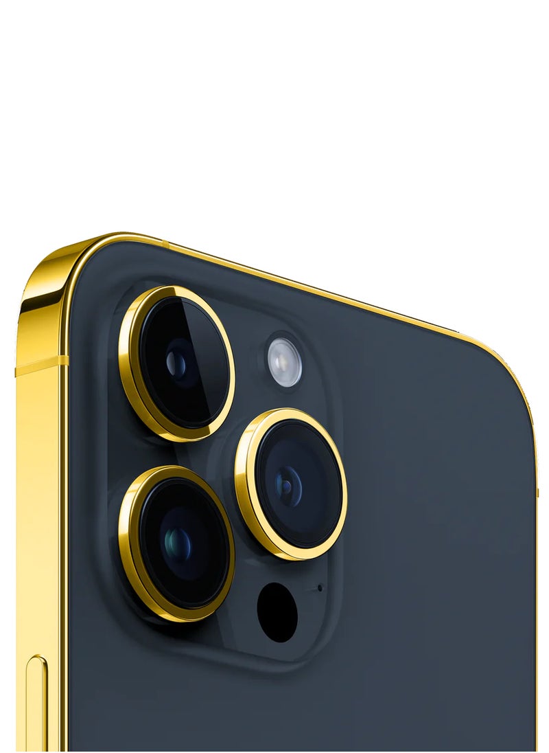 CAVIAR - Caviar Luxury 24k Gold Plated Frame Customized iPhone 15 Pro 128 GB Blue Titanium - Image 1