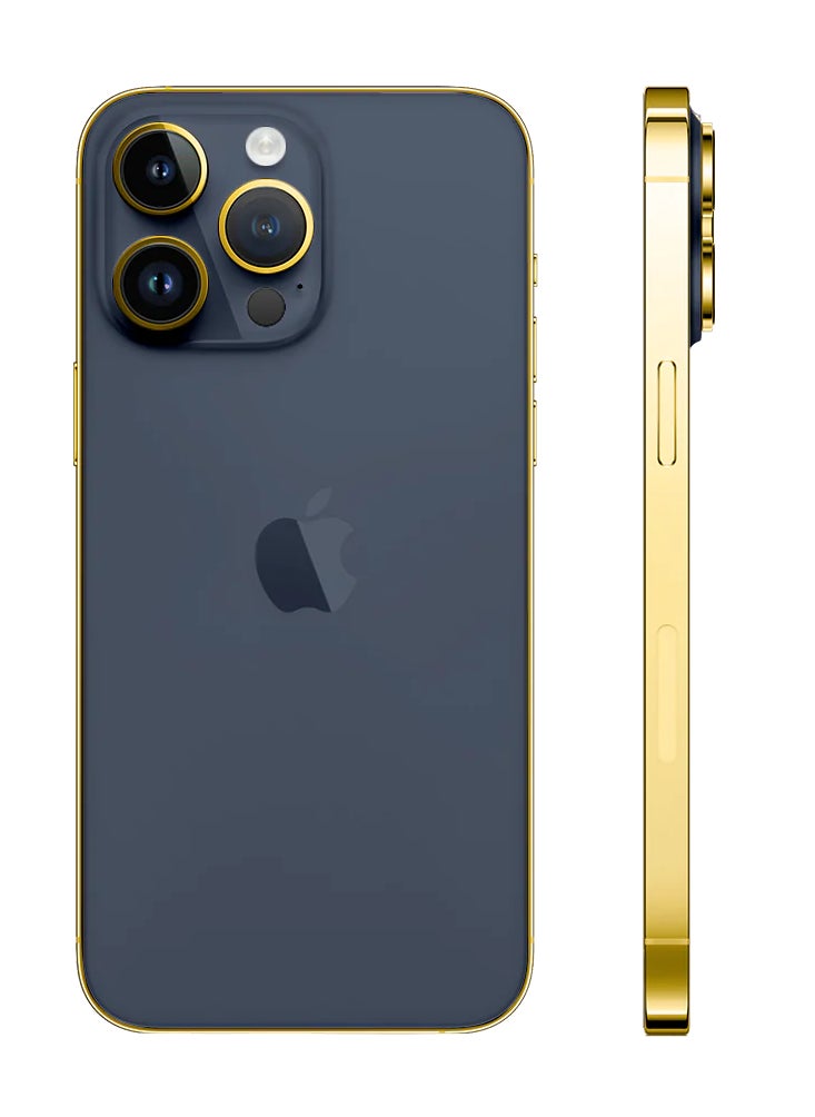 CAVIAR - Caviar Luxury 24k Gold Plated Frame Customized iPhone 15 Pro 128 GB Blue Titanium - Image 1