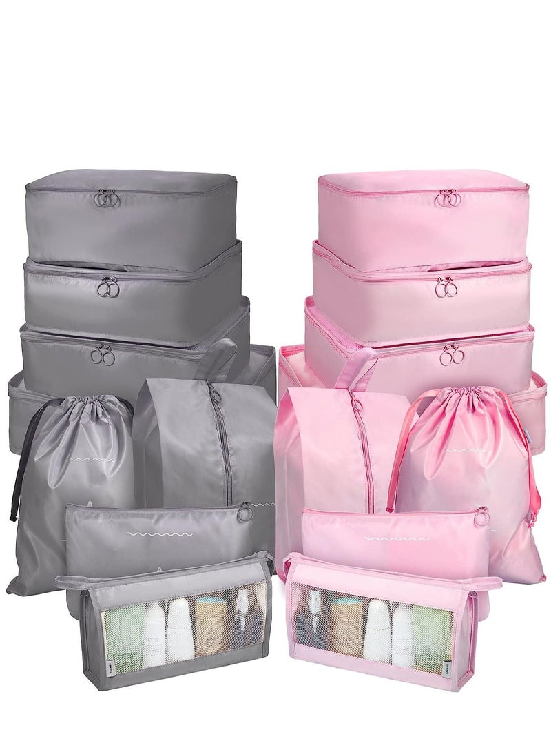 Y&D 16 Set Packing Cubes Luggage Organizer Bags Travel Suitcases Organizers with Toiletry Bag and Shoes  - Image 1