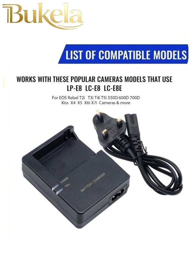 كيلا شاحن بطارية سريع LC-E8 متوافق مع بطارية LC-E8 LP-E8 لكاميرات Canon EOS Rebel T2i T3i T4i T5i 550D 600D 650D 700D X4 X5 X6 X6i X7i، غير مخصص لكاميرات Rebel T2 وT3 وT4 وT5 - Image 3