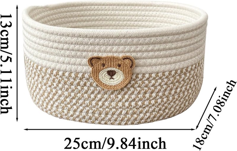 Space Saving Cotton Rope Basket, Multi Purpose Storage Box, Decorative Organizer for Dog Toys, Bedroom, Nursery, Laundry, Living Room, Desk, Shelf, Bathroom Corners, Nightstands, Home and Apartment Us - Image 2