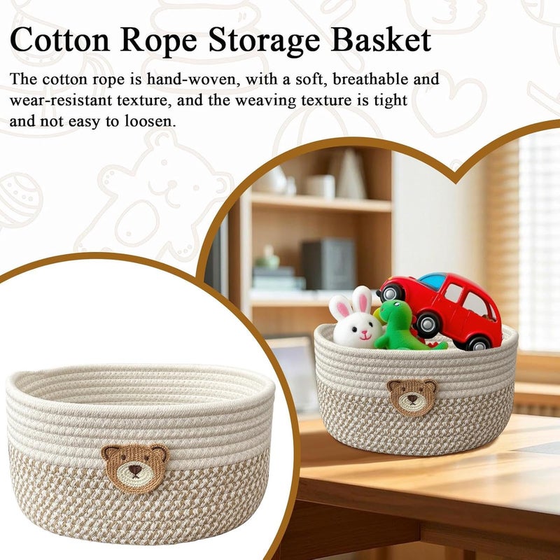 Space Saving Cotton Rope Basket, Multi Purpose Storage Box, Decorative Organizer for Dog Toys, Bedroom, Nursery, Laundry, Living Room, Desk, Shelf, Bathroom Corners, Nightstands, Home and Apartment Us - Image 3