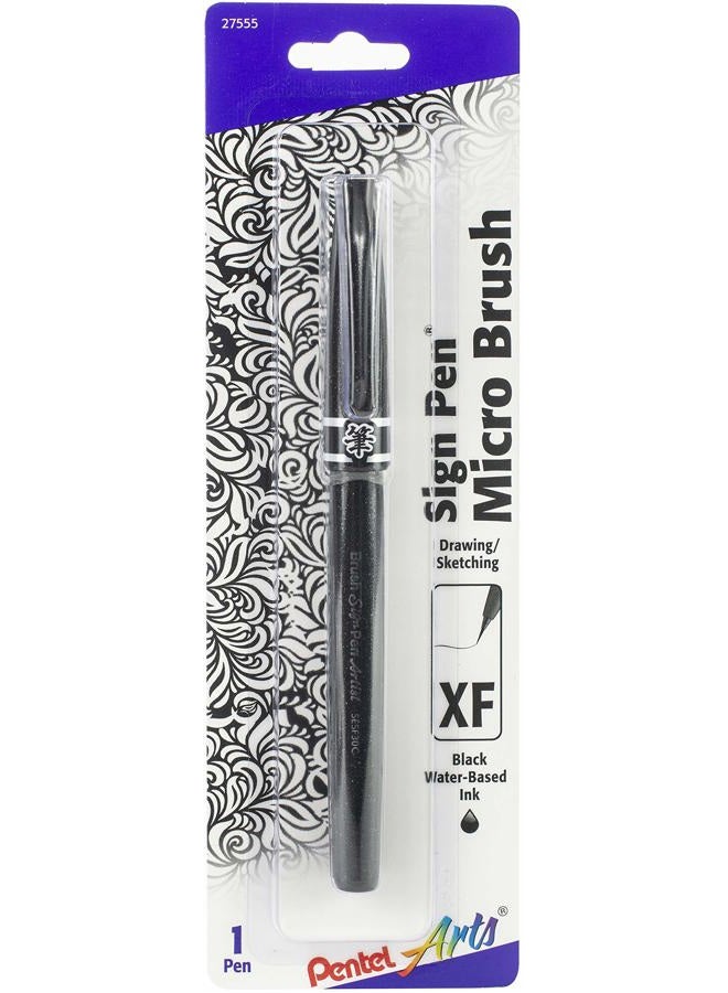 Arts Sign Pen W/Micro Brush Tip-Black