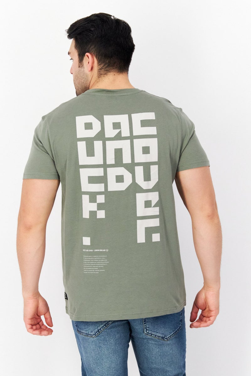 DUCK AND COVER Men Crew Neck Short Sleeves Printed T-Shirt, Olive - Image 4