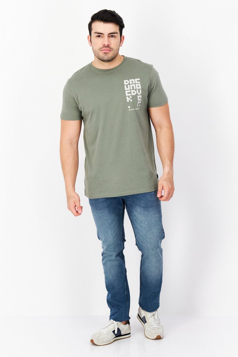 DUCK AND COVER Men Crew Neck Short Sleeves Printed T-Shirt, Olive - Image 3
