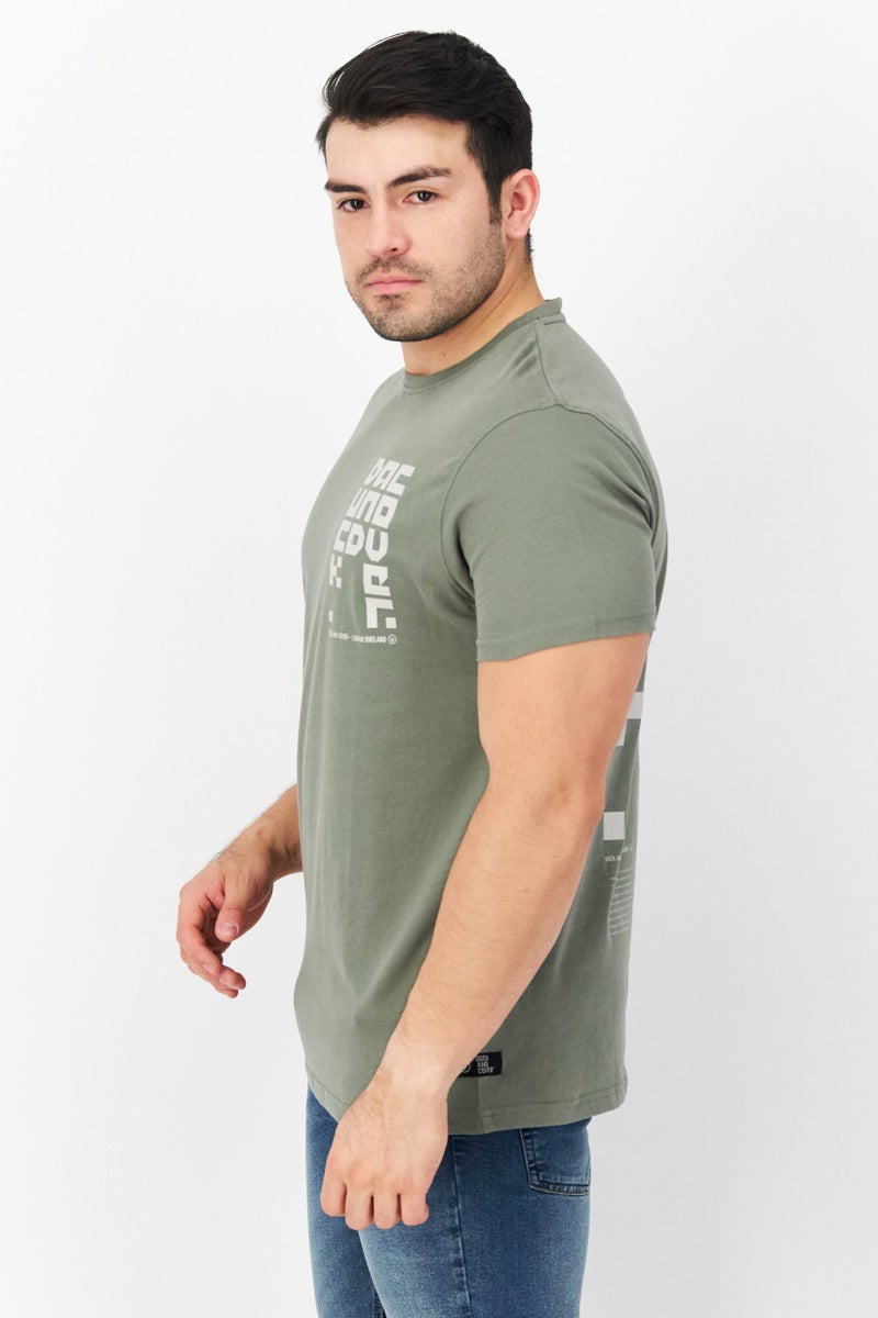DUCK AND COVER Men Crew Neck Short Sleeves Printed T-Shirt, Olive - Image 2