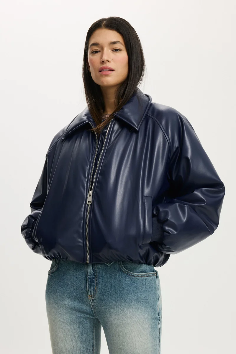 Cotton On FAUX LEATHER PUFF BOMBER