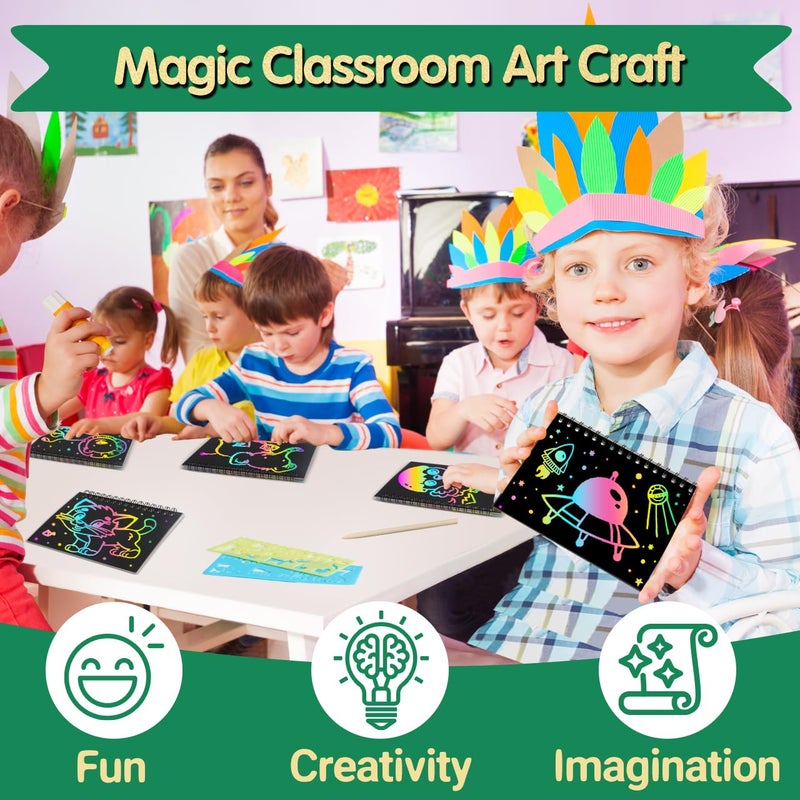 ZMLM Valentines Day Gifts Kids Classroom: 24 Pack Scratch Rainbow Art Notebook Paper Ages 4-8-12 Birthday Party Favors Student Prizes From Teacher Bulk Toys Goodie Bags Stuffers School - Image 5