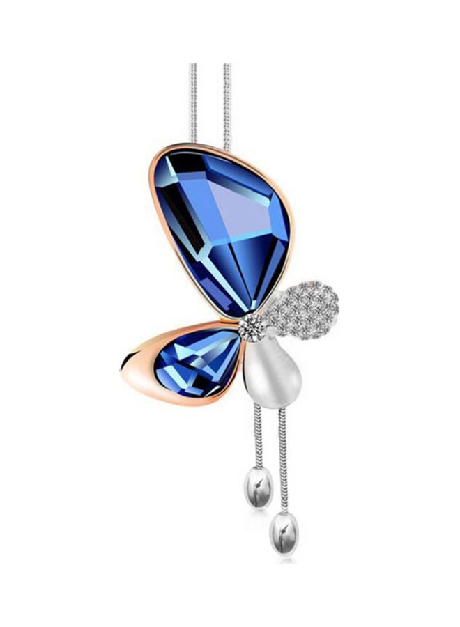 NIBEMINENT Rhinestone Butterfly Pendant Necklace Silver - Image 1