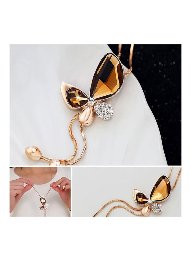 NIBEMINENT Rhinestone Butterfly Pendant Necklace Silver - Image 4