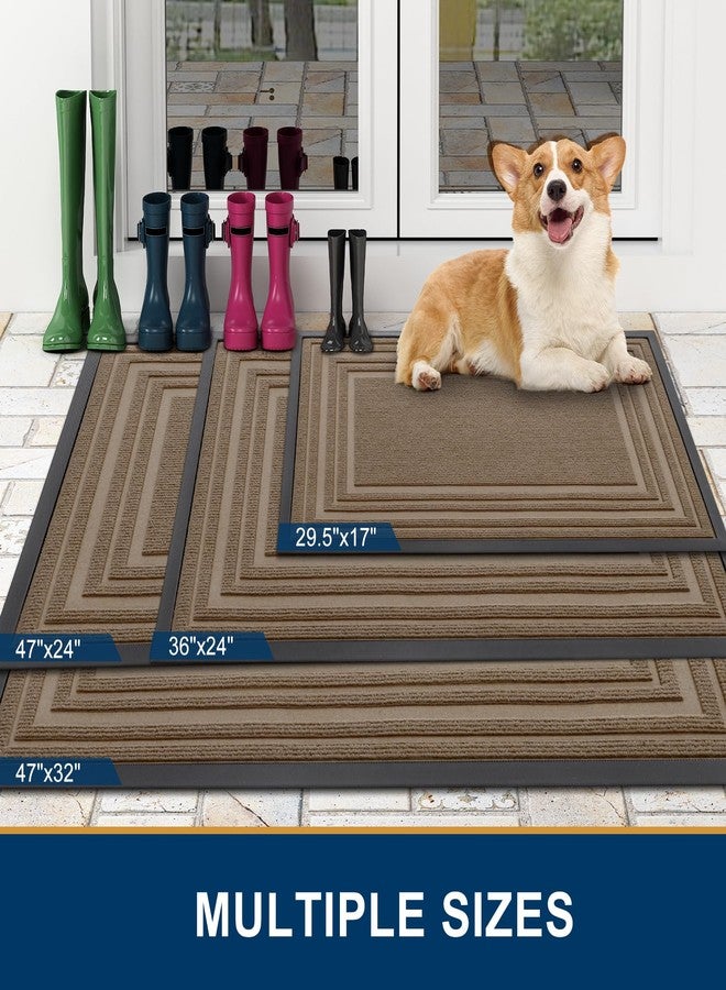 Buganda Front Door Mat Indoor Outdoor Entrance, Non-Slip Natural Rubber Doormats, Easy Clean, Low Profile, Dirt Trapper Entryway Floor Mats for Outside, Garages and Patios, 29.5x17, Light Brown - Image 2