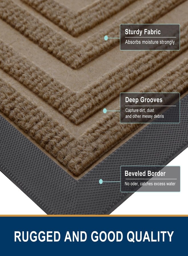 Buganda Front Door Mat Indoor Outdoor Entrance, Non-Slip Natural Rubber Doormats, Easy Clean, Low Profile, Dirt Trapper Entryway Floor Mats for Outside, Garages and Patios, 29.5x17, Light Brown - Image 4