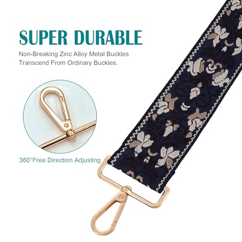River Lake 2 Inch Wide Purse Strap Replacement - Adjustable Shoulder Strap for Crossbody Bag, Tote & Handbag(Blue Floral) - Image 4
