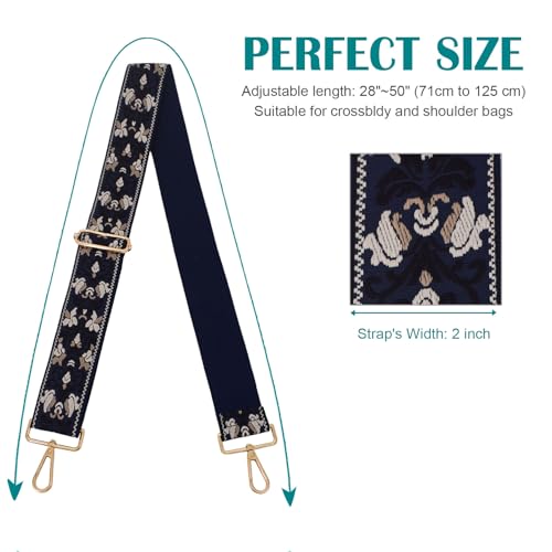 River Lake 2 Inch Wide Purse Strap Replacement - Adjustable Shoulder Strap for Crossbody Bag, Tote & Handbag(Blue Floral) - Image 3