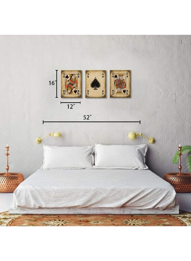 PulsatingFingertip Game Room Decor Poker Ace of Spades Cool Canvas Wall Art for Man Cave Decor Fire Poker Bar Wall Pictures Vintage Game Room Accessories and Decor Masculine Wall Decor 3 Pieces Canvas Art Set Framed - Image 2