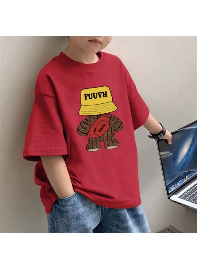 100% Cotton Boys' Summer Short-sleeved T-shirt New Style Summer Children's Base Shirt Boy's Pure Cotton Top Western Style Children's Wear