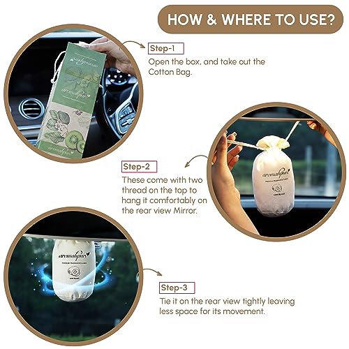 Aromahpure Premium Car Perfume Fragrance Flakes - Kiwi, Luxury Car Air Freshener made with Essential Oil, Grains, and Flakes - 50 Gms, Last Upto 30 days, IFRA certified - Image 3