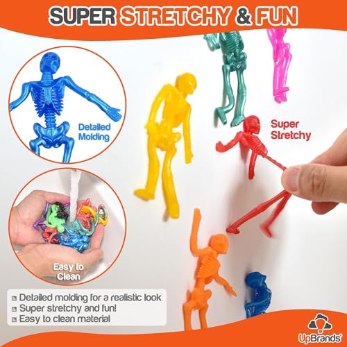 UpBrands 36 Skeleton Toys for Kids – Stretchy Halloween Party Favors, Sensory Trick or Treat Fillers, Non-Candy Goodie Bag Toys in 12 Bright Colors - Image 2