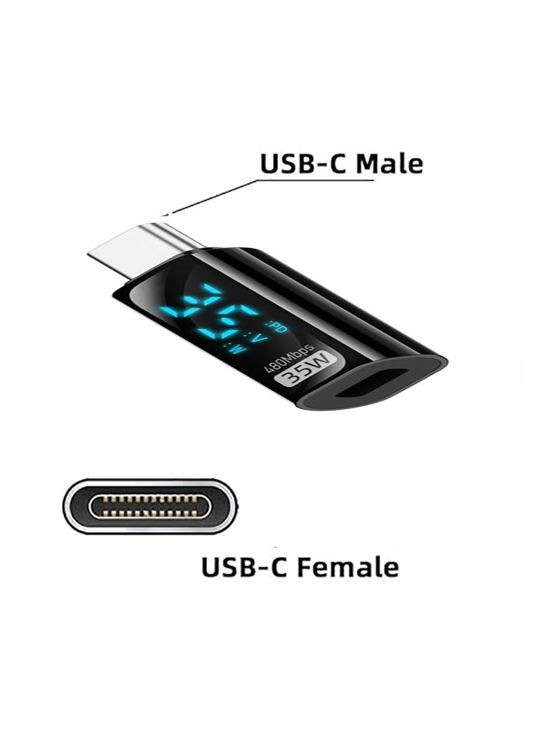 محول USB-C ذكر إلى Lightning أنثى، شاحن PD بقوة 35 وات مع شاشة LED للقدرة الكهربائية، شحن سريع ونقل بيانات لسلسلة iPhone 15 وiPad Air/Pro وMacBook وGalaxy (عبوة واحدة) - Image 2