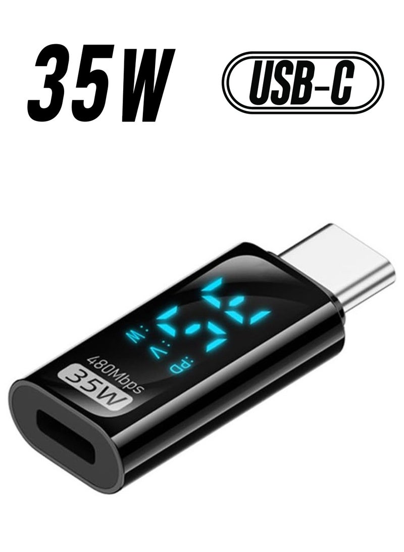 محول USB-C ذكر إلى Lightning أنثى، شاحن PD بقوة 35 وات مع شاشة LED للقدرة الكهربائية، شحن سريع ونقل بيانات لسلسلة iPhone 15 وiPad Air/Pro وMacBook وGalaxy (عبوة واحدة) - Image 1