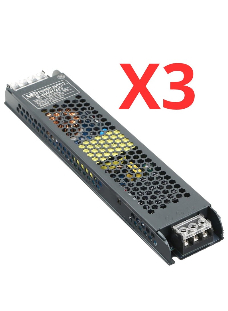 كوسيان عدد 3 قطع مزود طاقة لليد بروفايل400وات S-400W-12V محول طاقة LED، مصدر تيار مستمر 24 فولت، مزود طاقة صناعي للإضاءة جسم الومنيوم بضمان عامين كفاءة 75% - Image 1