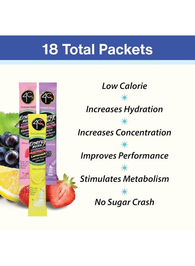 4C Energy Rush PSD with Electrolytes 18ct Variety Pack Stix (Lemonade/Strawberry/Grape - 6 of each stix) - Image 4
