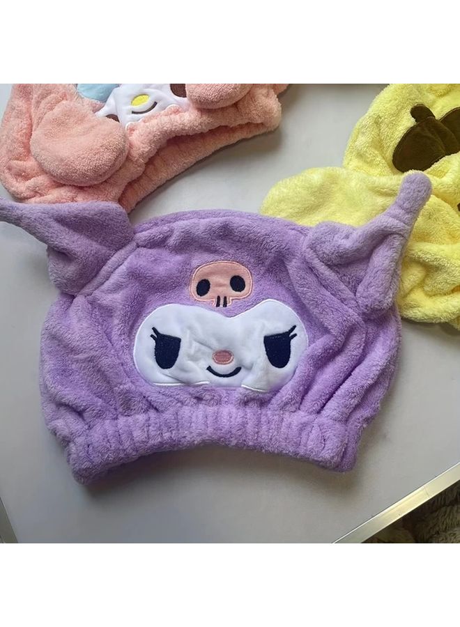 Kuromi Super Absorbent Quick Dry Hair Towel Wrap Soft Polyester Lightweight For All Hair Types - Image 4