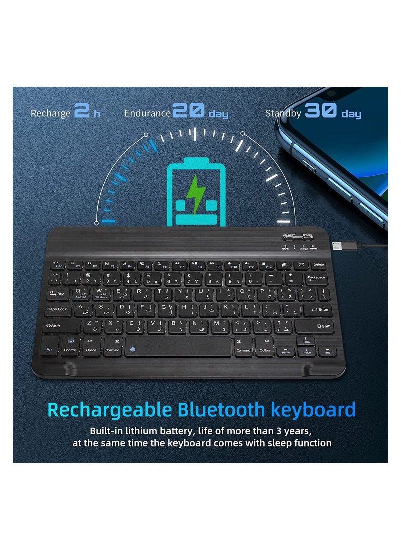 Arabic Bluetooth Keyboard,Ultra-thin Wireless Rechargeable Keyboard,Universal Use for iPhone/iPad Air/iPad Pro/iPad Mini/Mac,Windows,PCs - Image 3