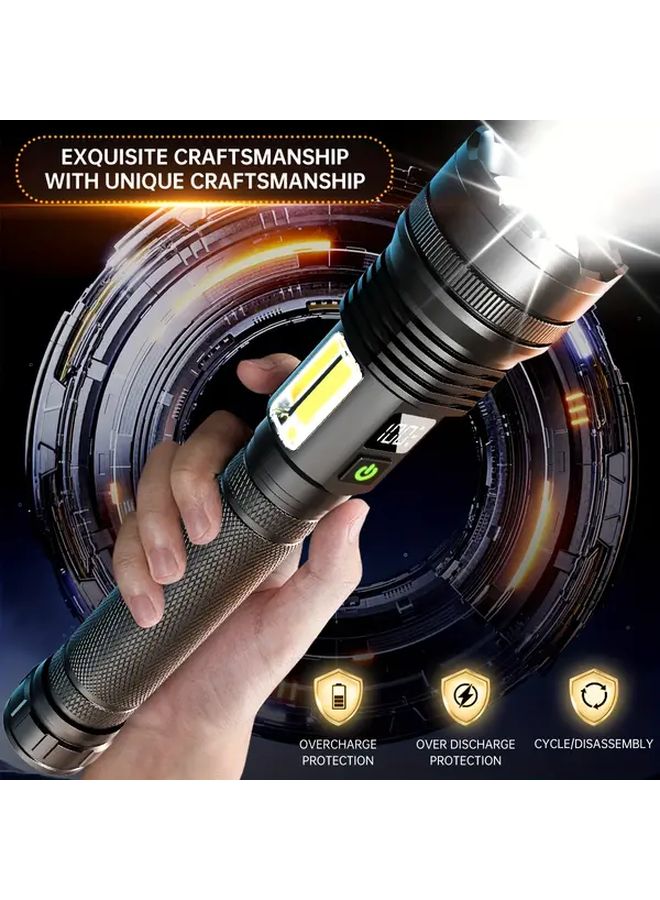 مصباح LED GDSIZHE مع ضوء عمل COB، مصباح يدوي قابل لإعادة الشحن عبر USB، مصباح تخييم محمول - Image 2