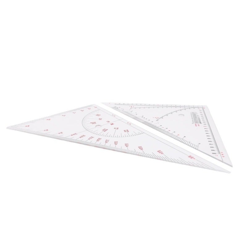 Chart Drawing Triangle Ruler: 1 Pc High Grade Acrylic - High Transparency & Engraved Precise Scale Navigation Tool for Marine Vessels, Yacht Map Plotting & Distance Measurement - Image 1
