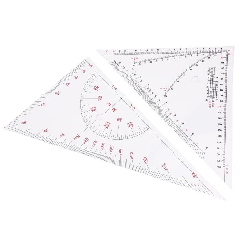 Chart Drawing Triangle Ruler: 1 Pc High Grade Acrylic - High Transparency & Engraved Precise Scale Navigation Tool for Marine Vessels, Yacht Map Plotting & Distance Measurement - Image 2