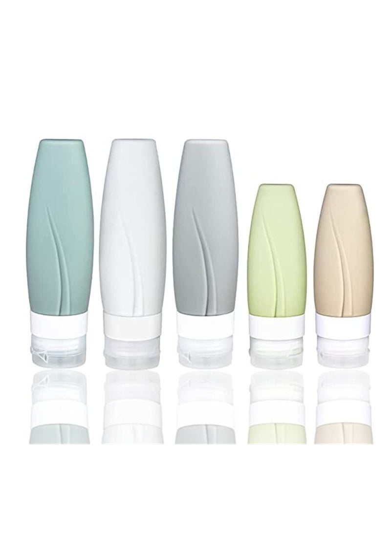 Y&D 5Pcs Travel Bottles Set TSA Approved Silicone Squeezable Containers for Toiletries Leak Proof Refillable Accessories Shampoo Conditioner Lotion Body Wash  - Image 1